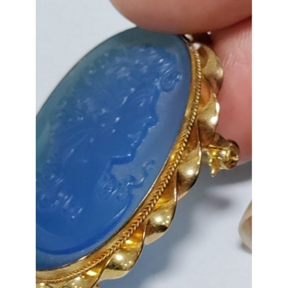 Vintage Vermeil Gold-Plated Glass Victorian Brooch Pendant Exquisite Piece - Picture 5 of 9